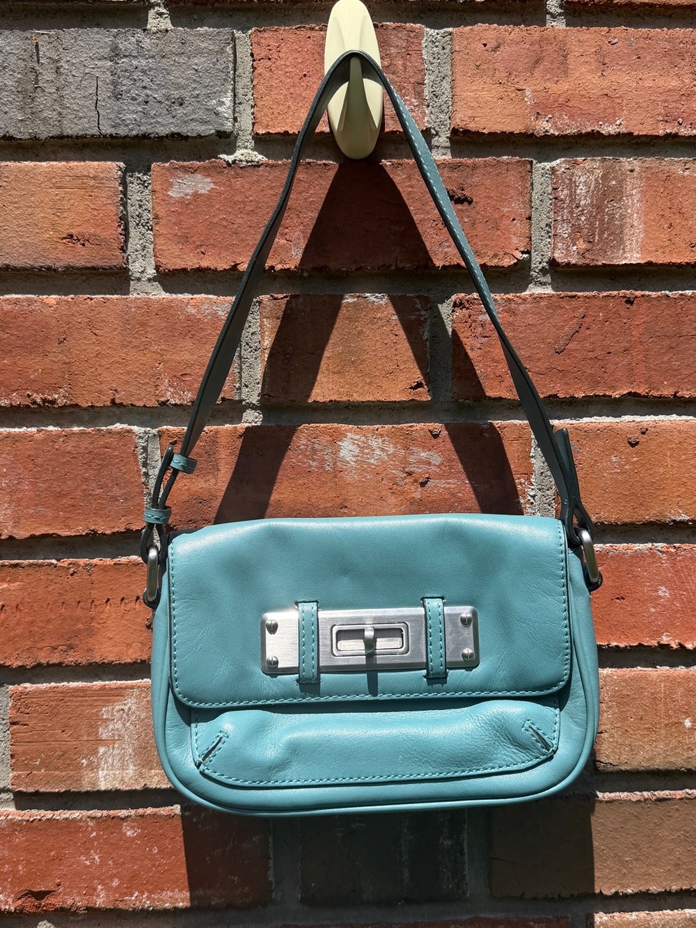 Talbots Teal Leather Shoulder Bag - Women's Handbag